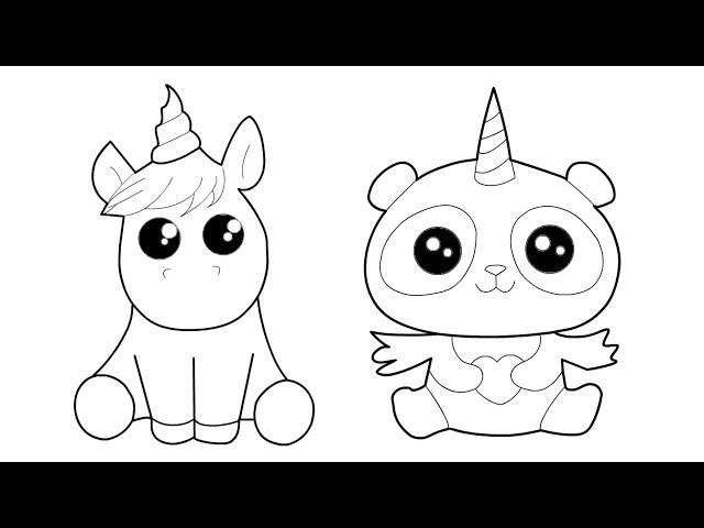 Unicorn and panda unicorn coloring and drawing for kids toddlers diana banana â