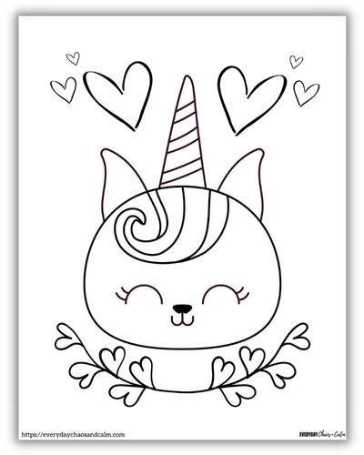 Unicorn cat coloring pages free printable pdf download