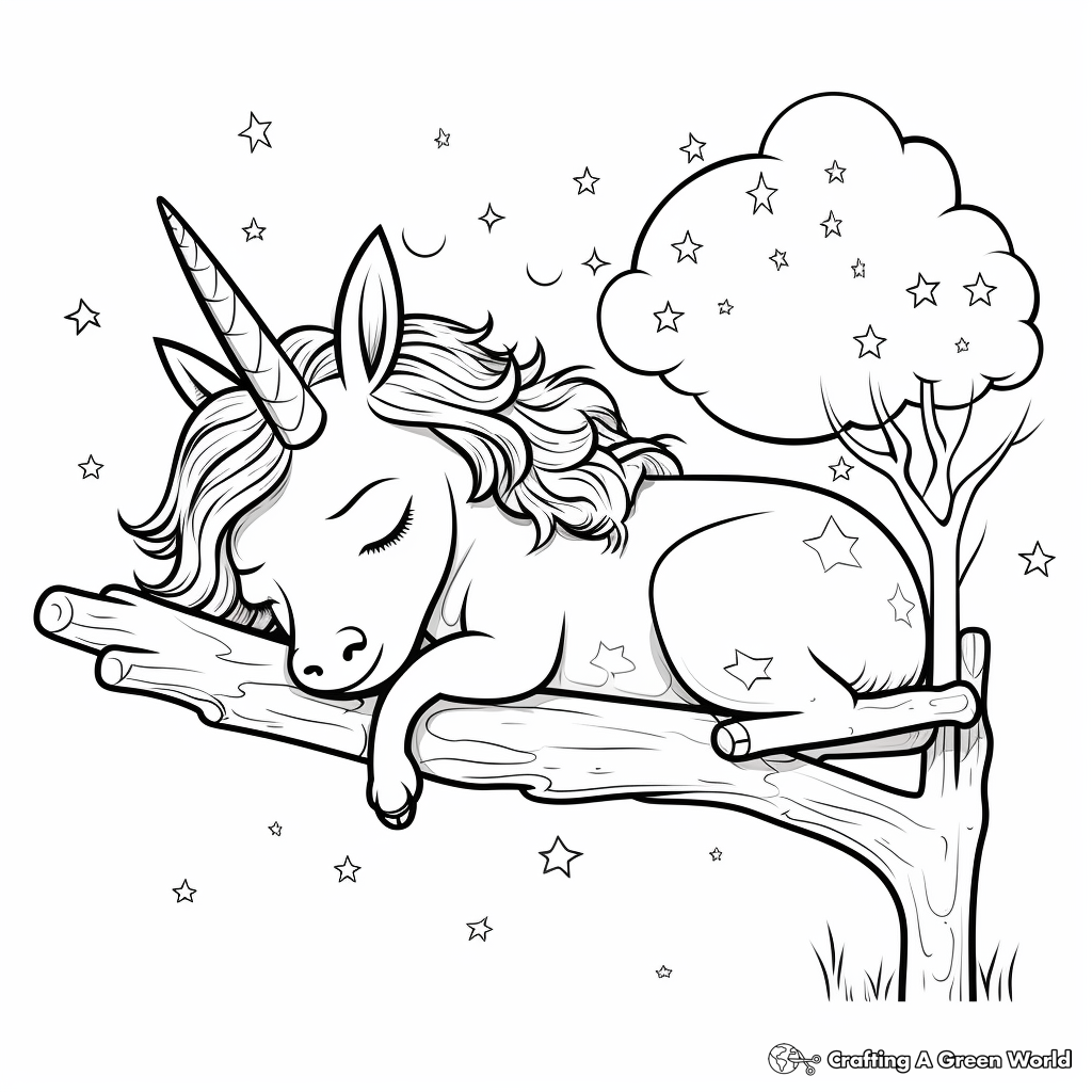 Sleeping unicorn coloring pages