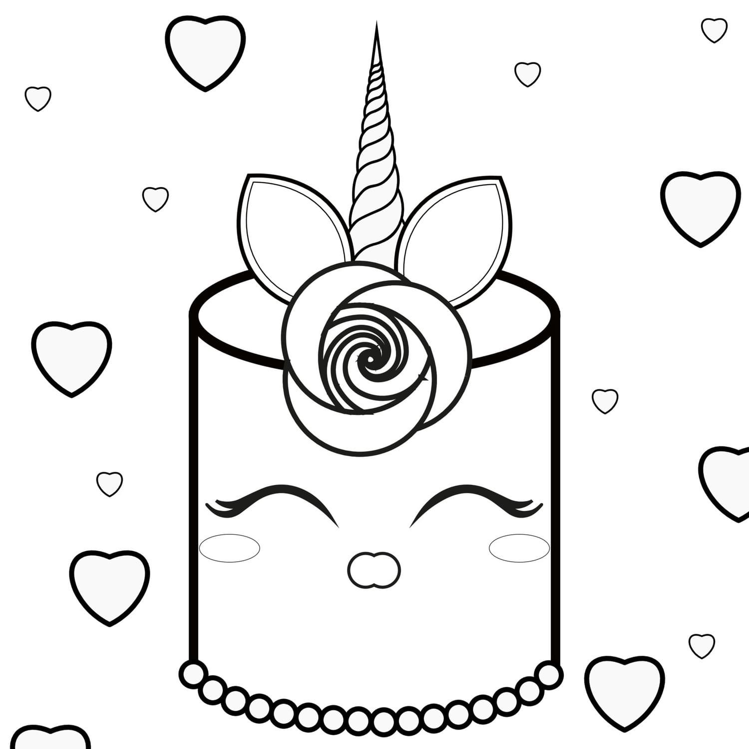 Unicorn cake coloring pages printable for free download