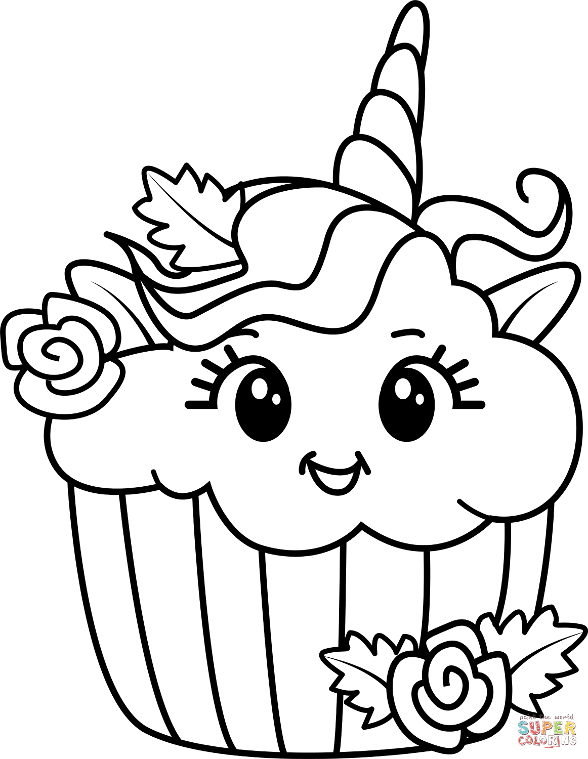 Unicorn cake coloring page free printable coloring pages