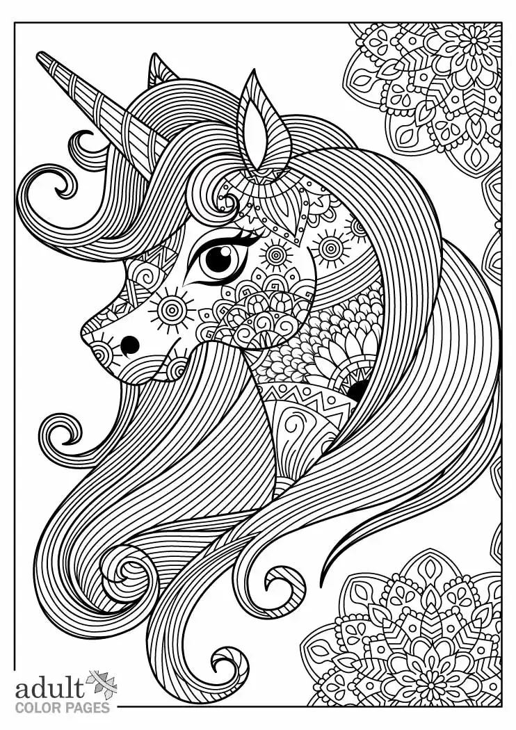Unicorn coloring pages for adults