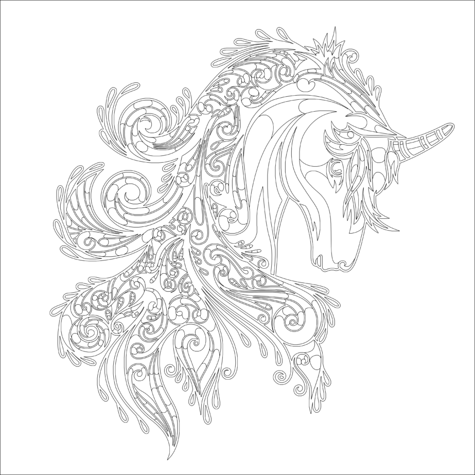 Adult unicorn coloring page