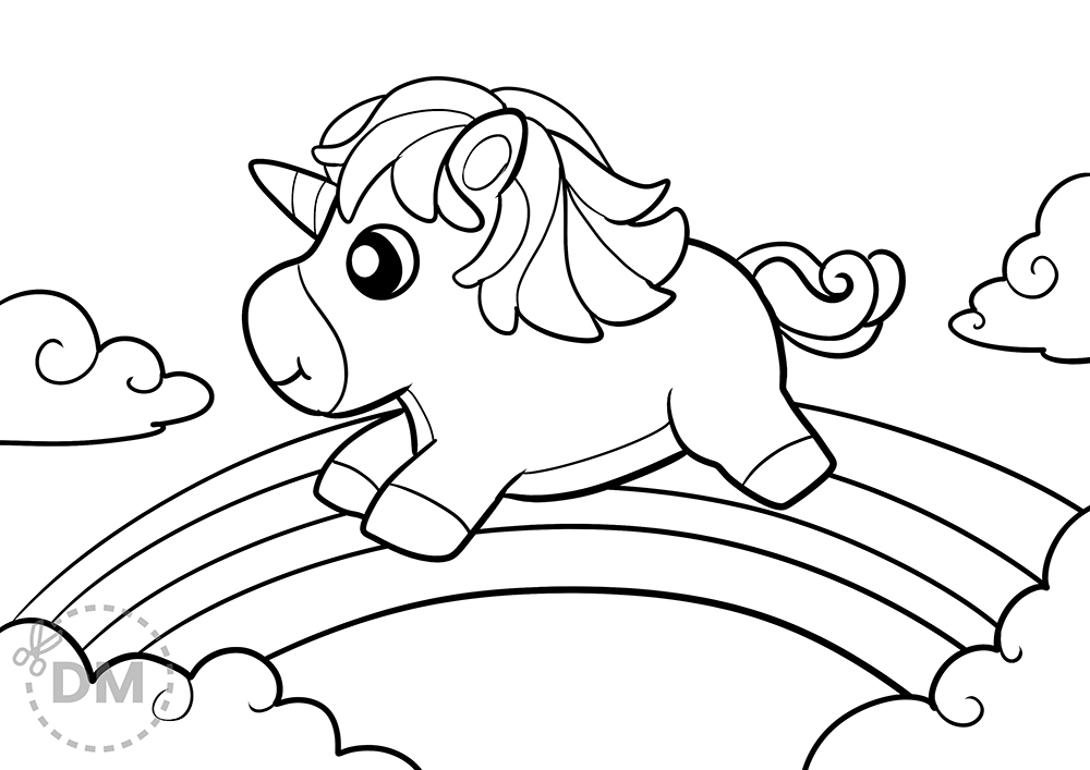 Cute baby unicorns coloring page for kids