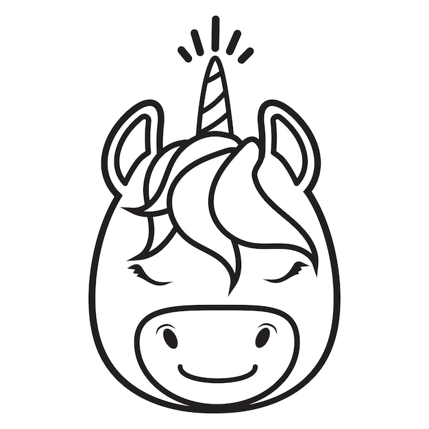 Premium vector cute unicorn head coloring pages