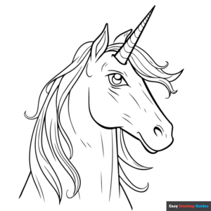 Realistic unicorn portrait coloring page easy drawing guides