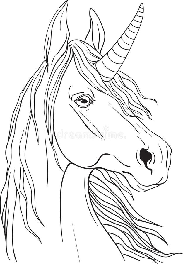 Coloring page with unicorns portrait stock vector