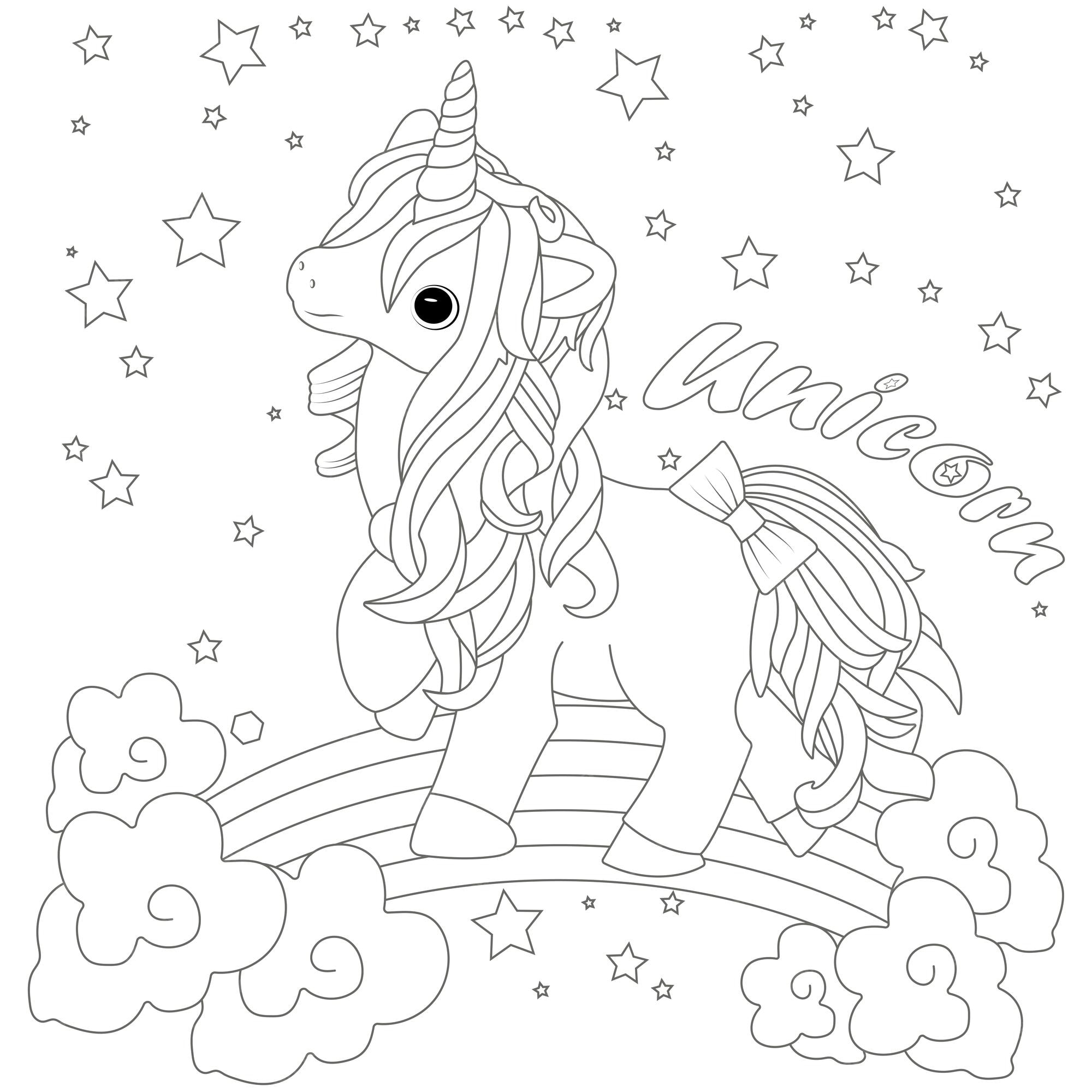 Premium vector cute unicorn portrait coloring book page