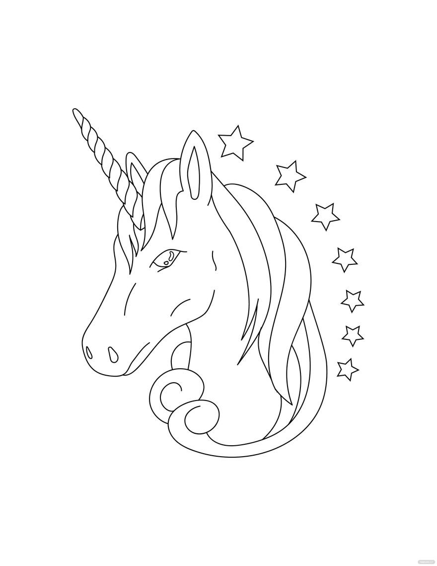 Free unicorn face coloring page