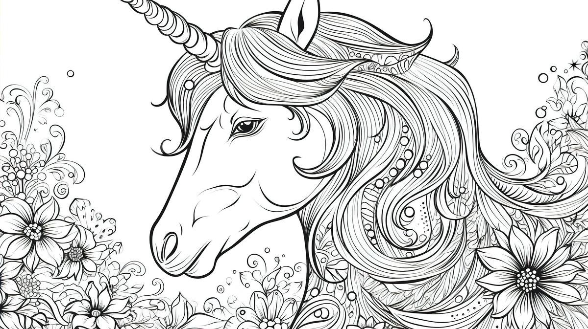 Unicorn coloring page flower coloring pages unicorns and background coloring book unicorn picture colorful abstract background image and wallpaper for free download