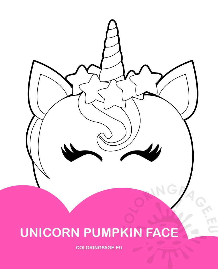Unicorn pumpkin face coloring page