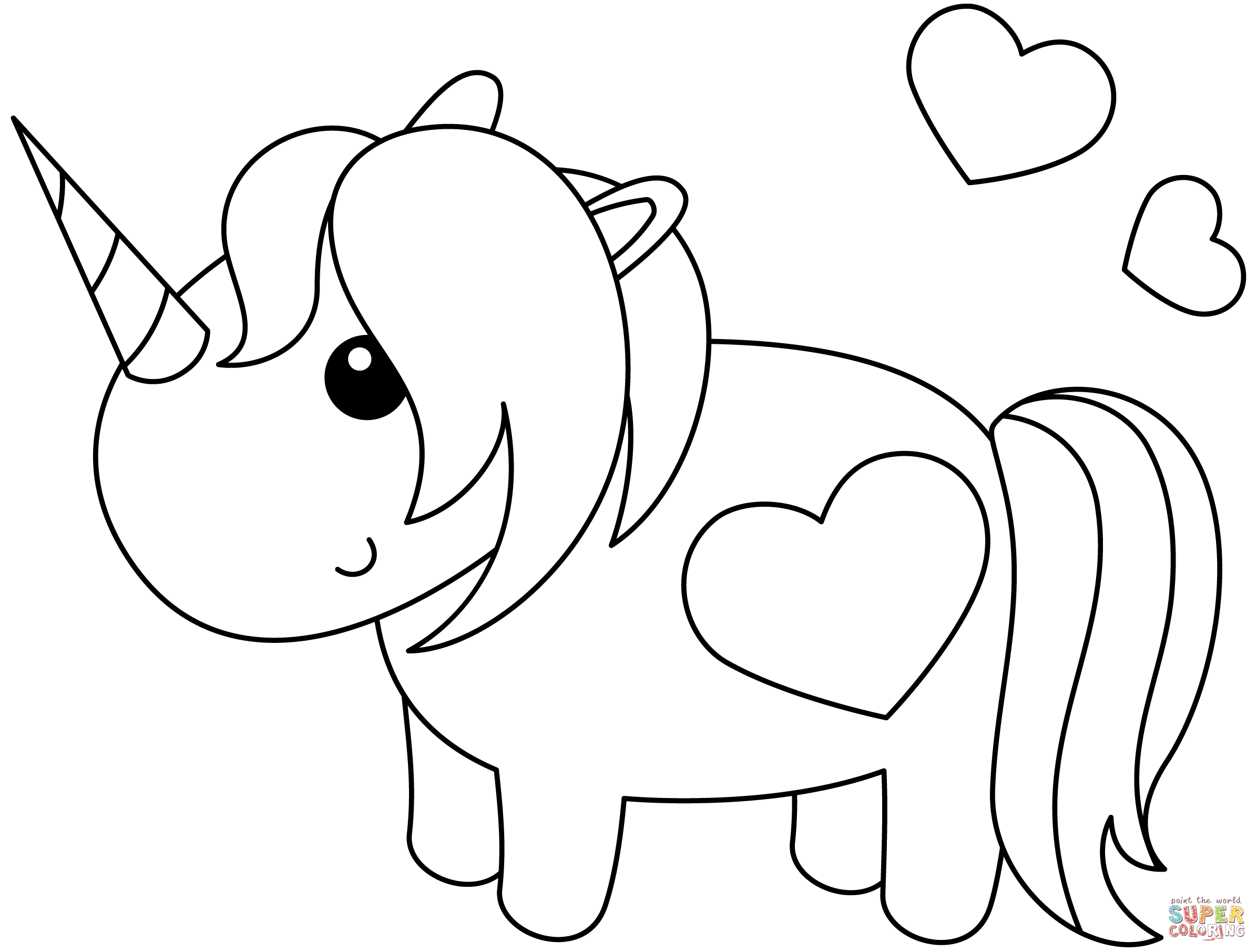 Kawaii unicorn coloring page free printable coloring pages