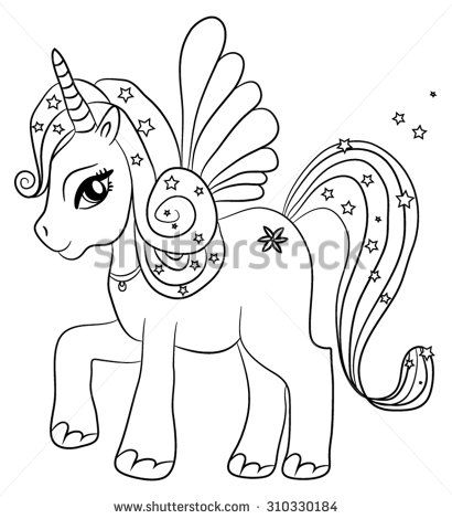 Cute cartoon fairytale unicorn coloring page stock vector royalty free shutterstock fairy coloring pages animal coloring pages cartoon coloring pages