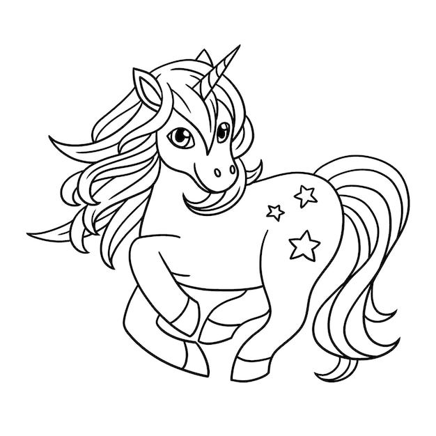 Premium vector unicorn with star isolated coloring page for kids