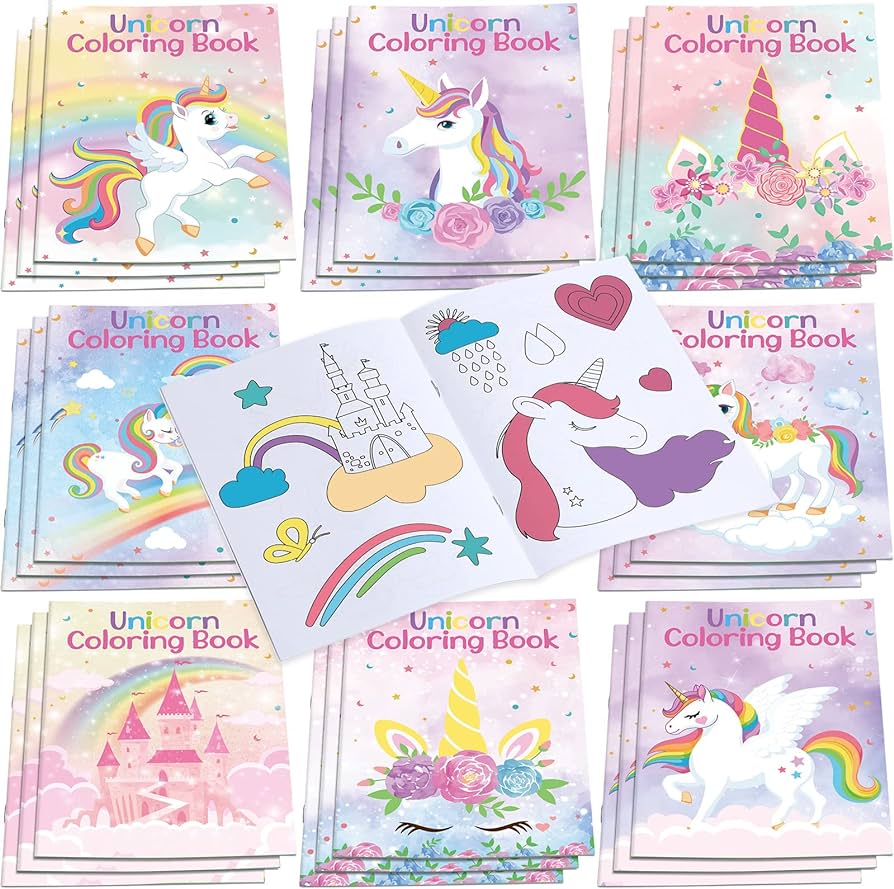 Faccito mini libros de colorear de unicornio para niãos cuadernos de colorear pãginas para colorear divertidas para actividad aula cumpleaãos infantil diy arte regalos unicornio hogar y cocina
