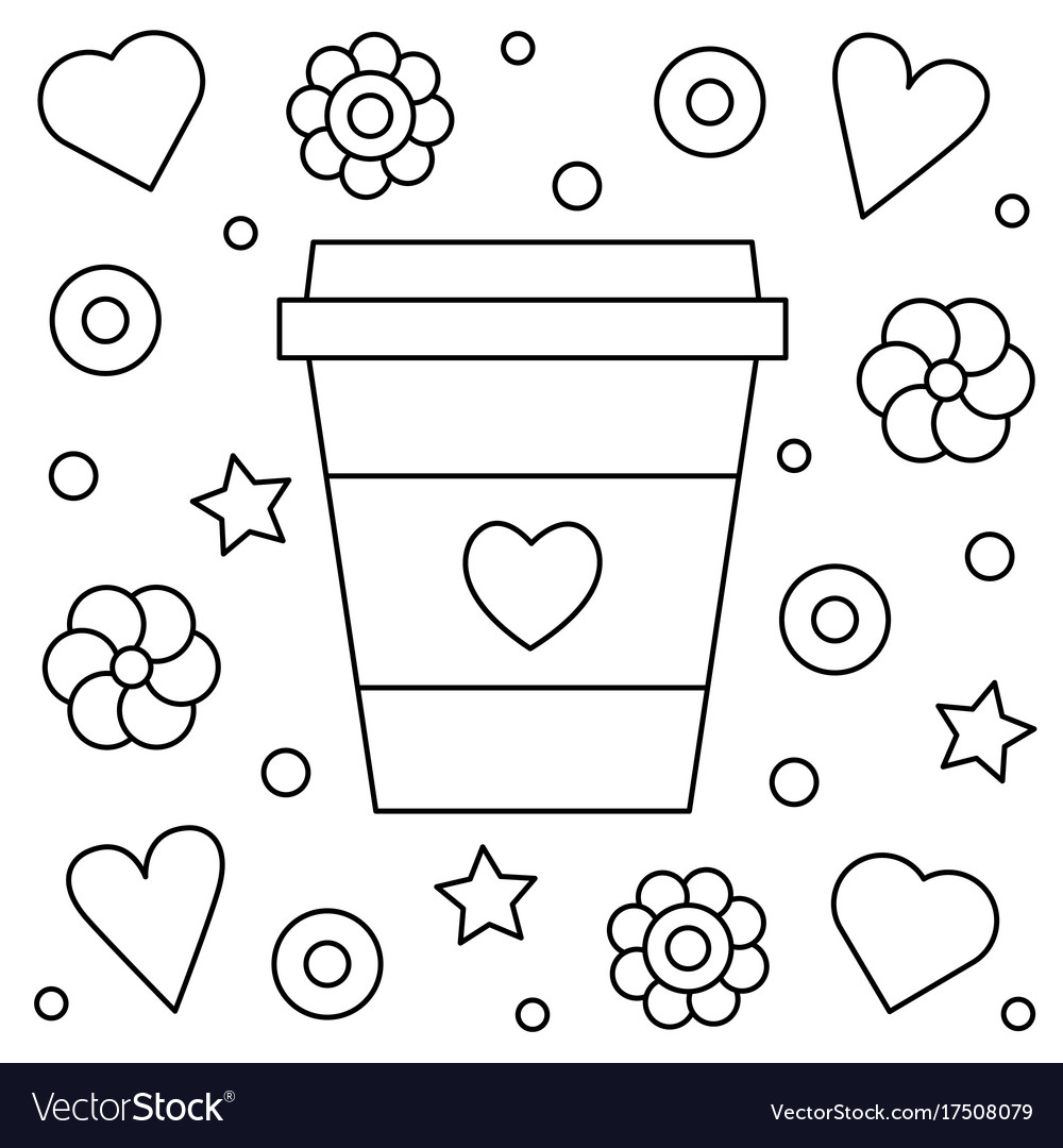 Coffee up coloring page royalty free vector image