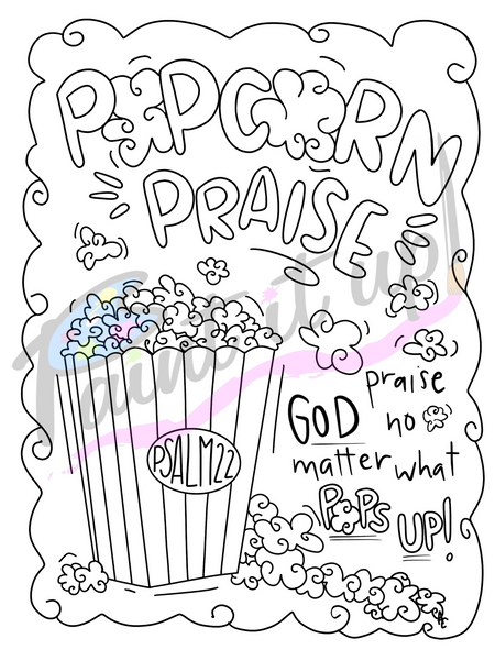 Popcorn praise coloring page â paint it up chesnee