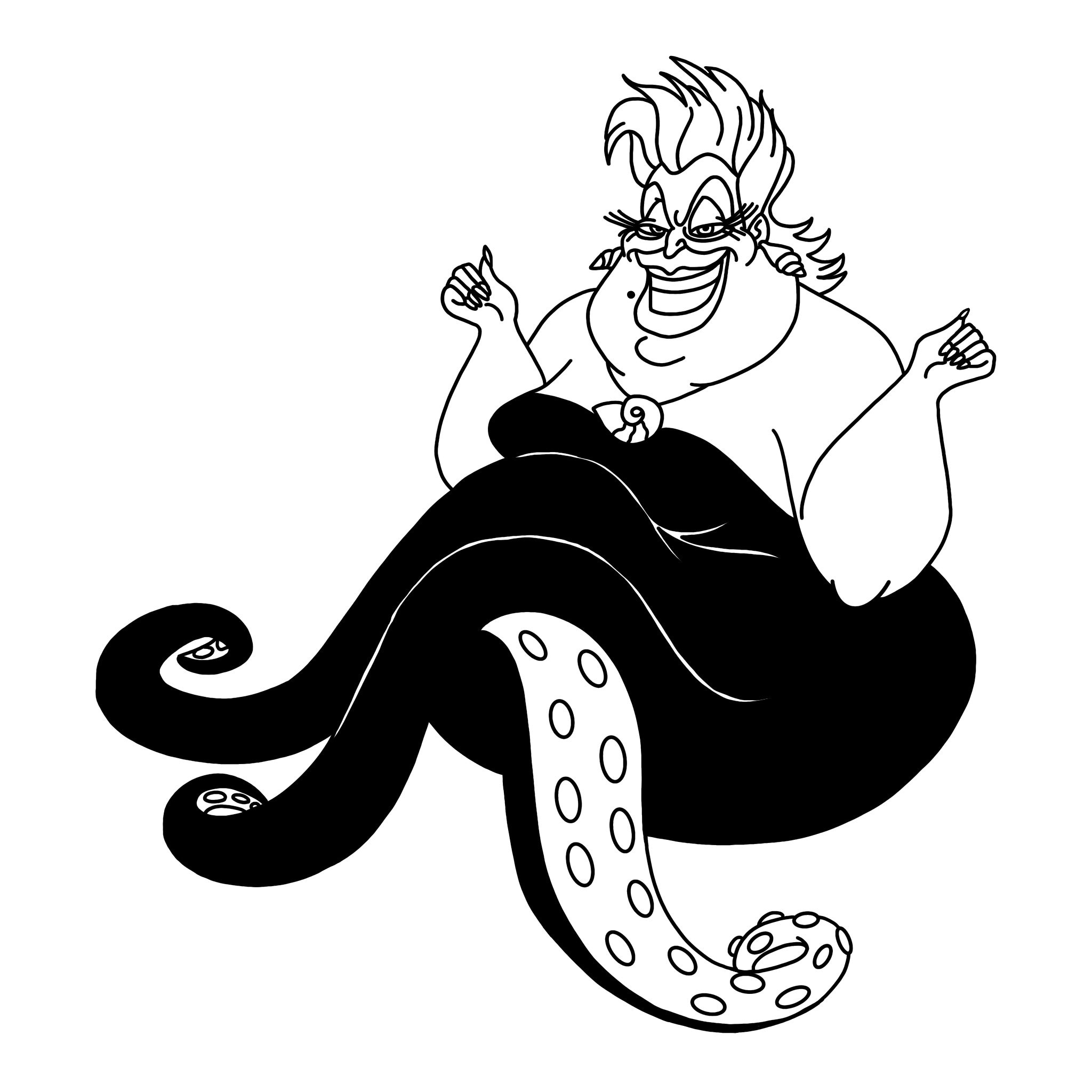 Ursula the little mermaid digital files svgpdfpngjpeg villain coloring pageskids coloring pages
