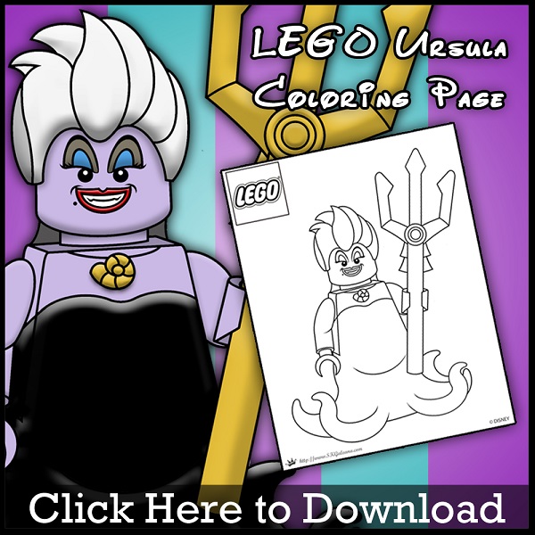 Free lego printable coloring page of ursula from the little mermaid â