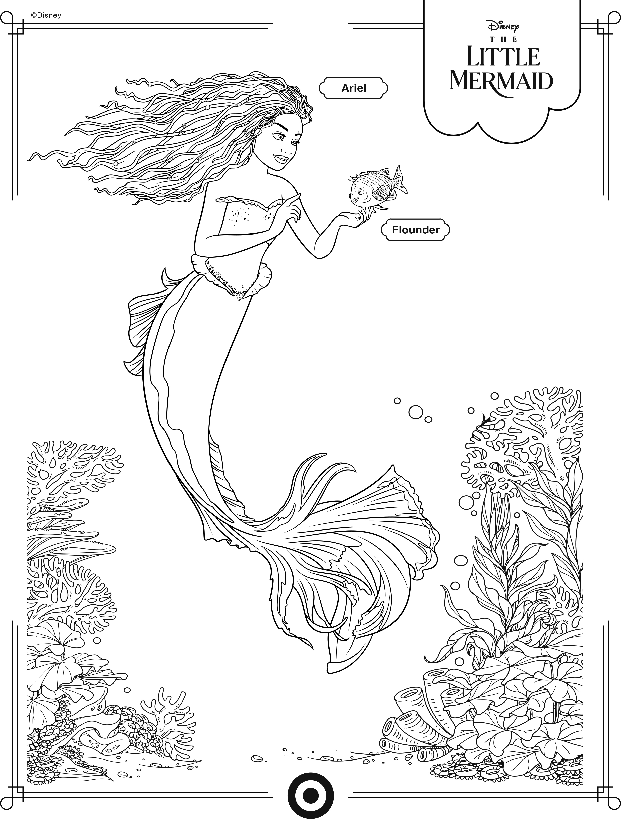 The little mermaid live action movie coloring pages with ariel halle bailey
