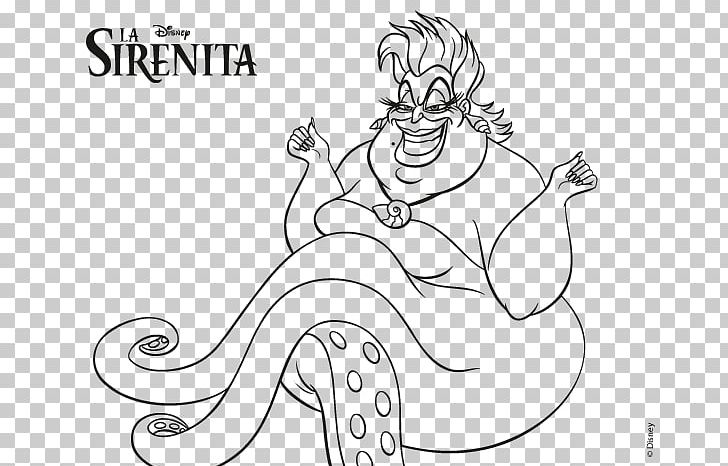 Ursula ariel coloring book mermaid sea witch png clipart ariel arm artwork black and white disney