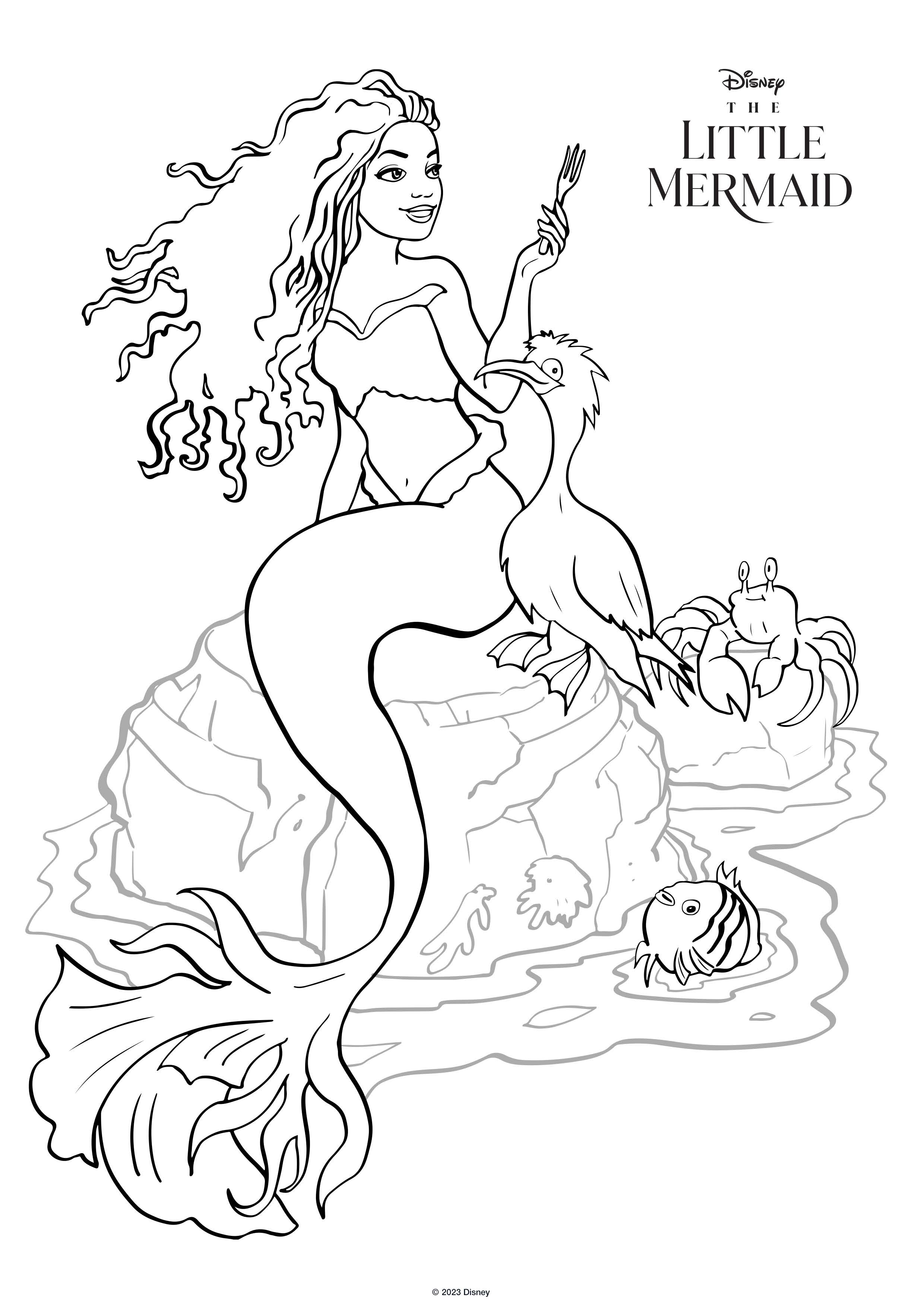The little mermaid live action movie coloring pages with ariel halle bailey