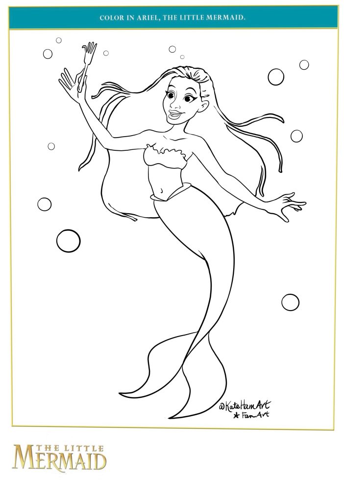 The little mermaid coloring pages halle bailey