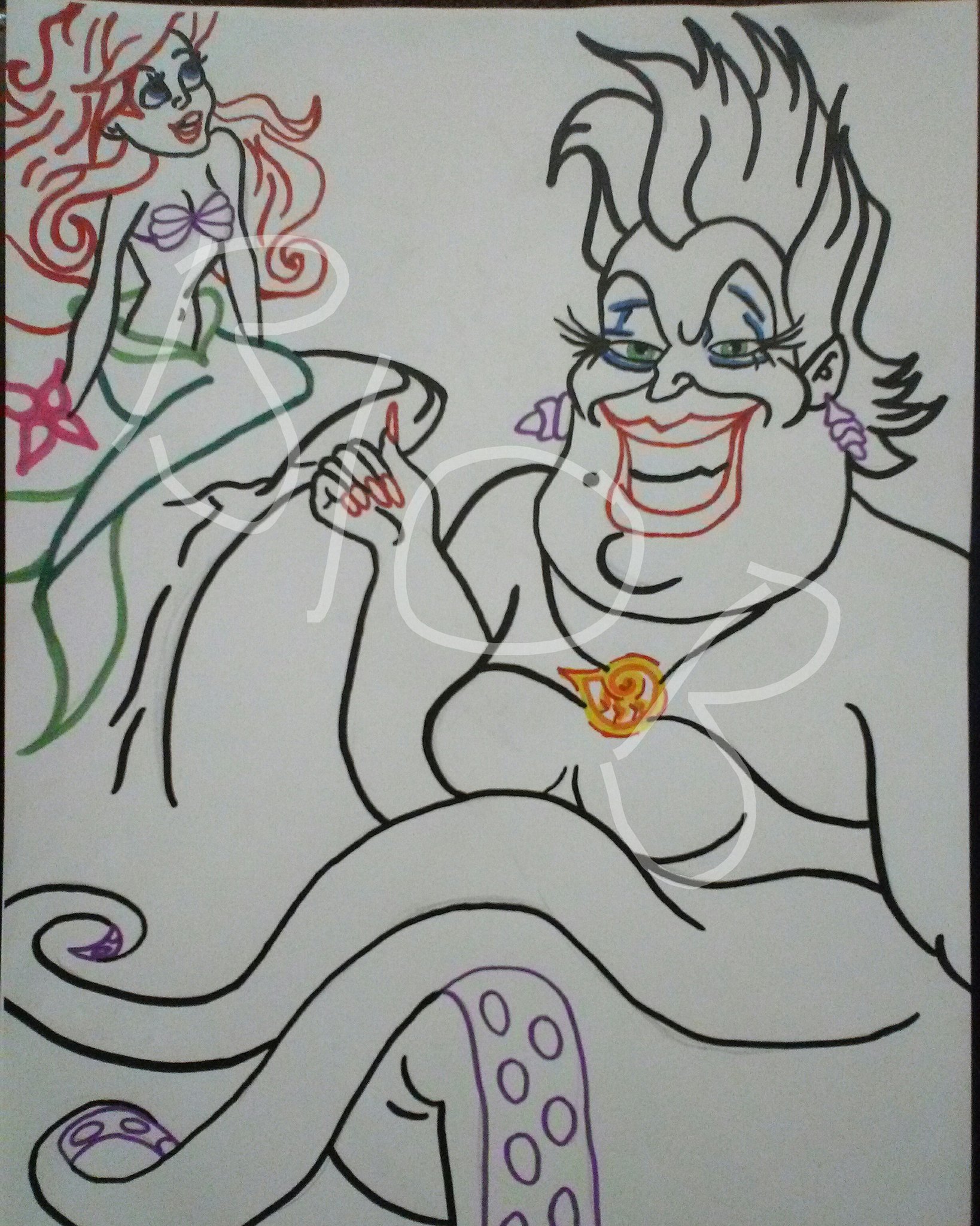 Blob on x little mermaid and ursula drawing littlemermaid ursula outline colours httpstcorrpqhahfoa x