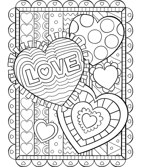 Valentine hearts coloring page