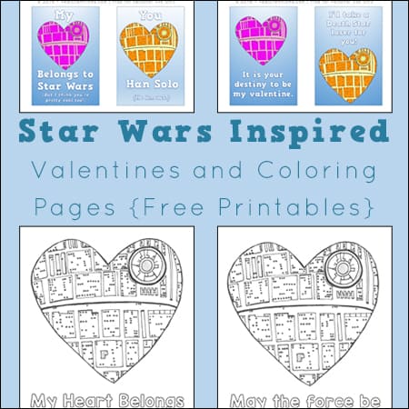 Free star wars valentines lunch box notes and coloring page printables