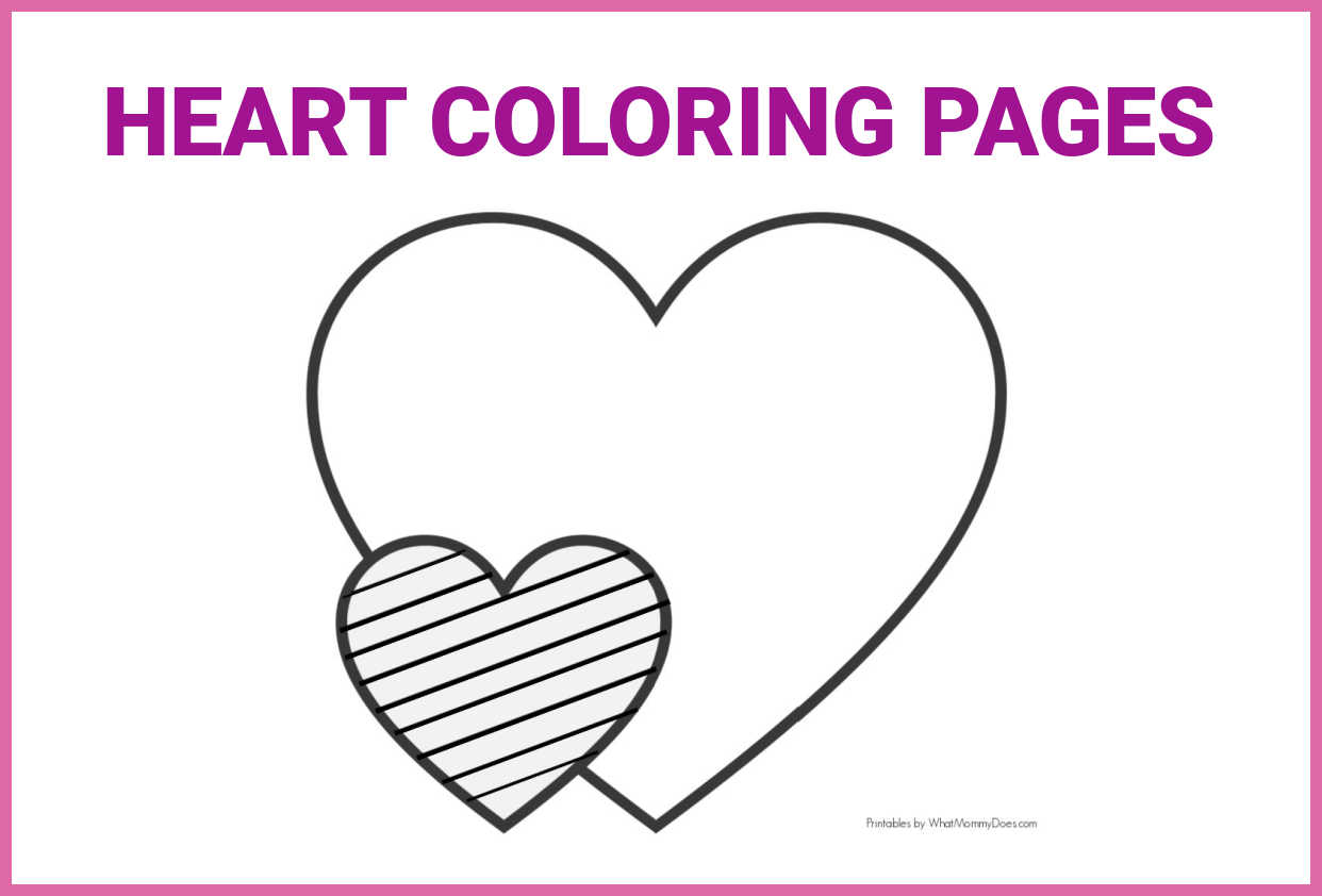Easy heart coloring pages for kids stripe patterns