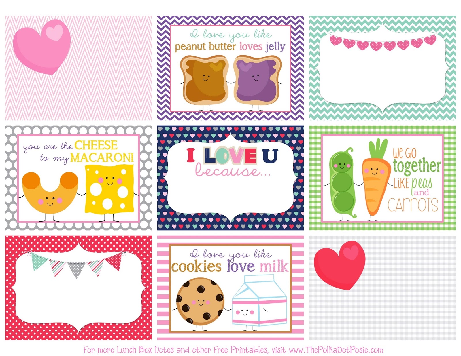The polka dot posie printable valentines day lunch box notes