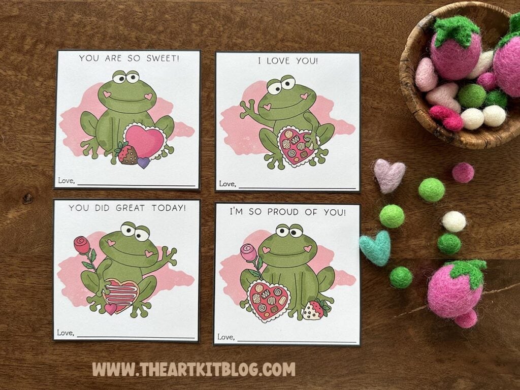 Free printable lunch box notes for valentines day cute frogs â the art kit
