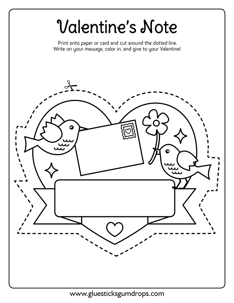 Love birds valentines day coloring sheet