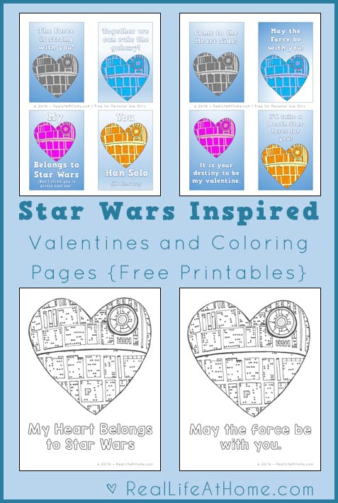 Free star wars valentines lunch box notes and coloring page printables