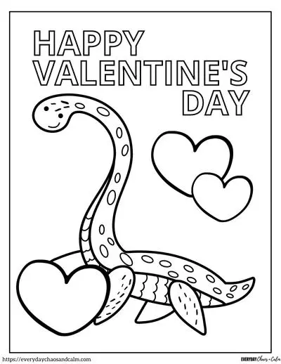 Free printable dinosaur valentine coloring pages