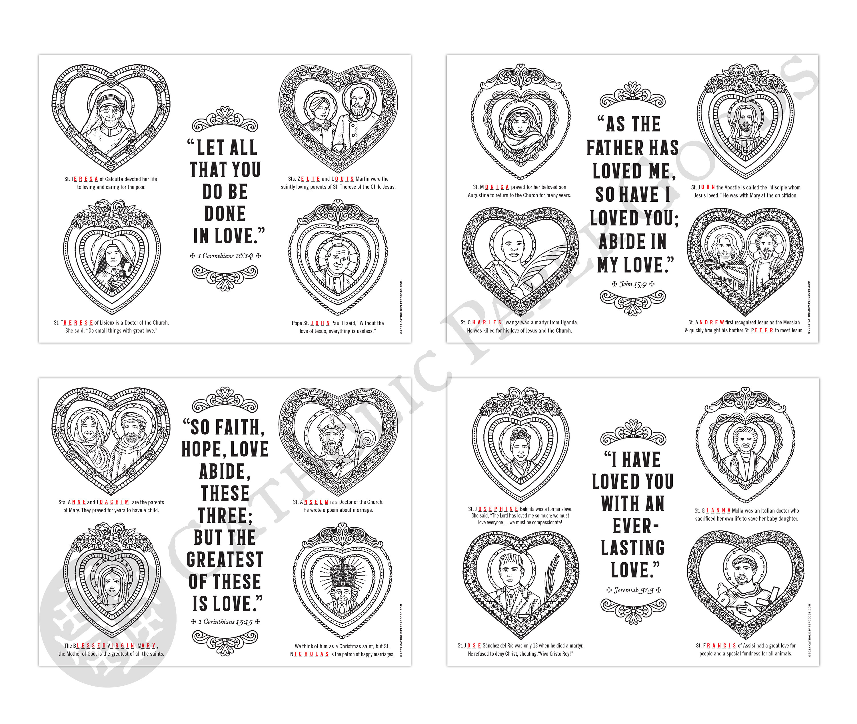 Valentine saints coloring pages and word game catholic saints printable coloring pages valentines day activity saint quiz answer key