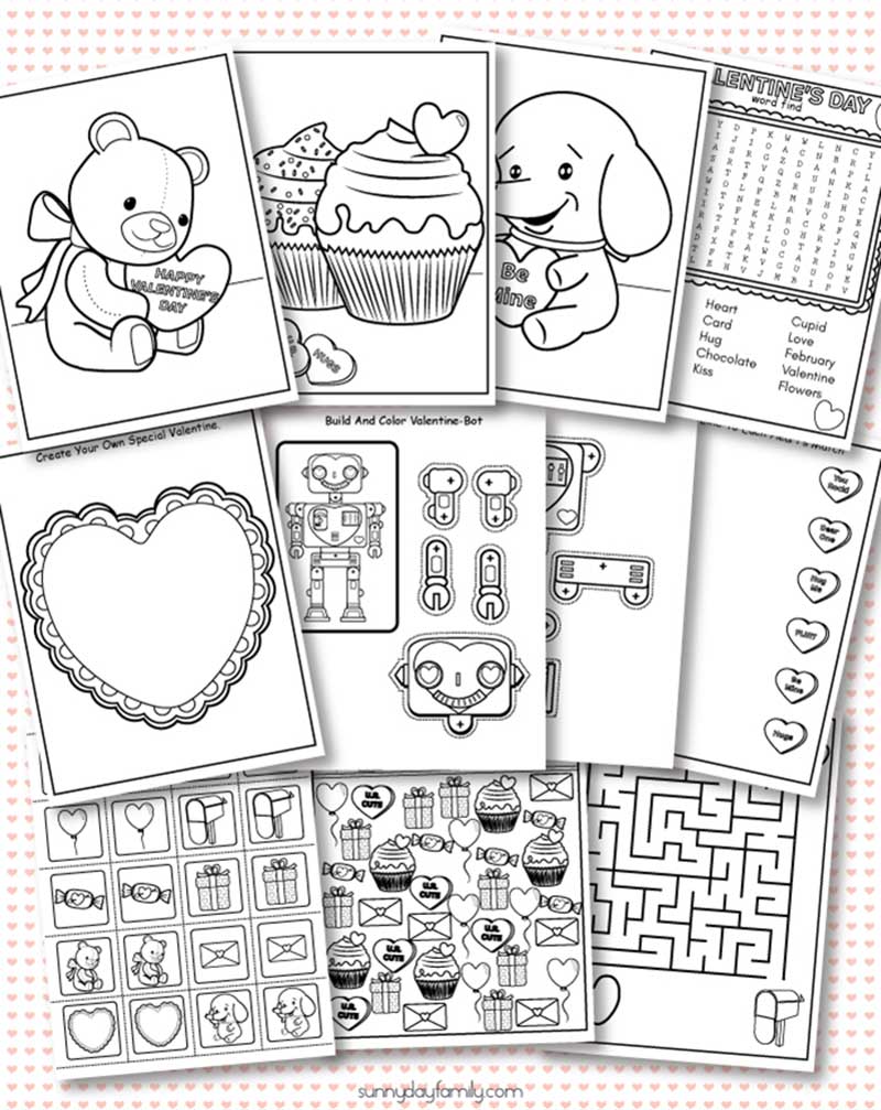 Free printable valentine coloring pages activity sheets for kids sunny day family