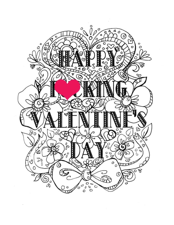 Curse coloring page adult coloring page valentines day curse swear happy fcking valentines day diy sweary valentine printable