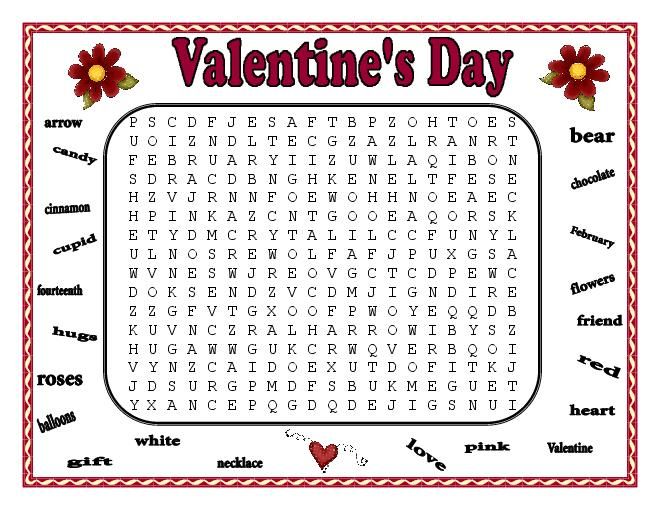 Valentines day puzzles valentines word search valentine words valentines day words