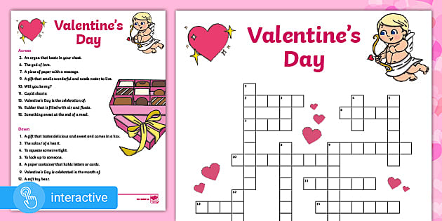 Valentines crossword teacher made