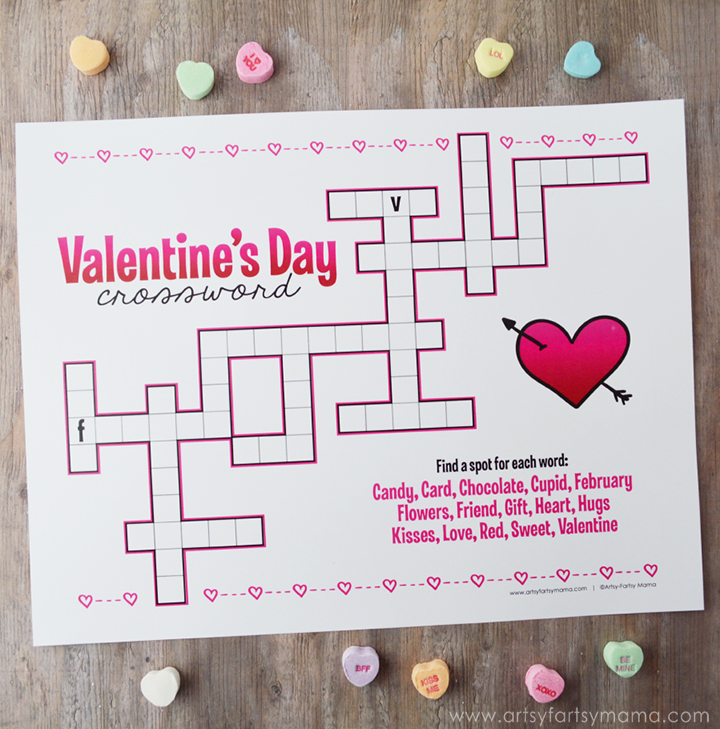 Free printable valentines day crossword artsy