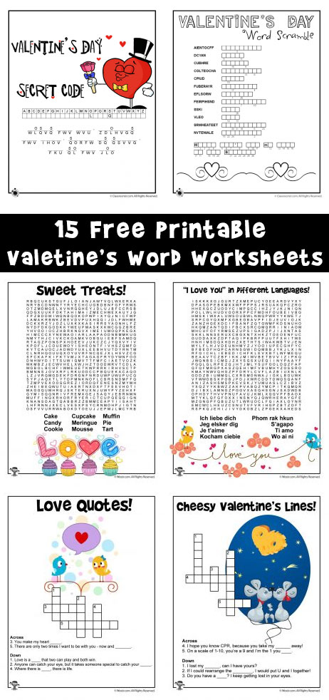 Valentines day word worksheets woo jr kids activities childrens publishing