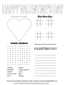 Valentines day â printables for kids â free word search puzzles coloring pages and other activities