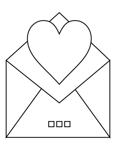 Valentines day envelope with love card coloring page free printable coloring pages