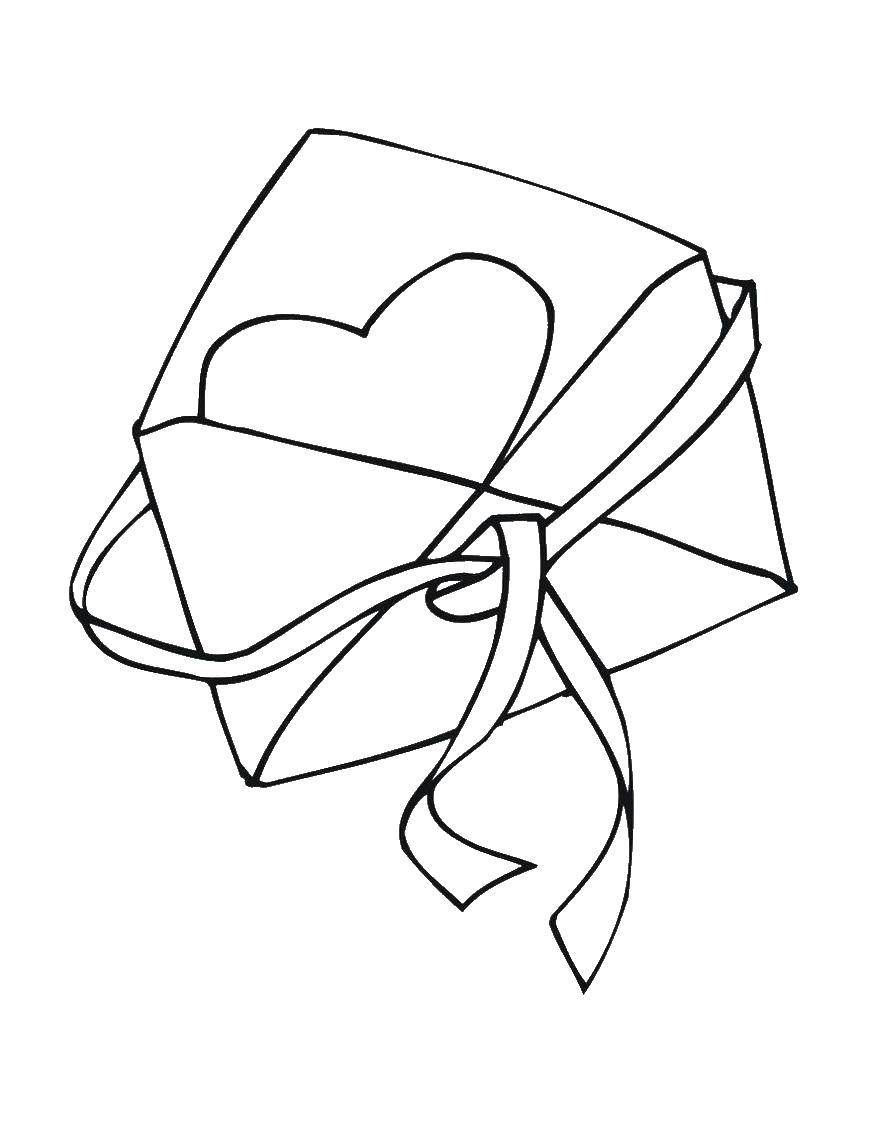 Online coloring pages heart coloring envelope with a heart valentines day