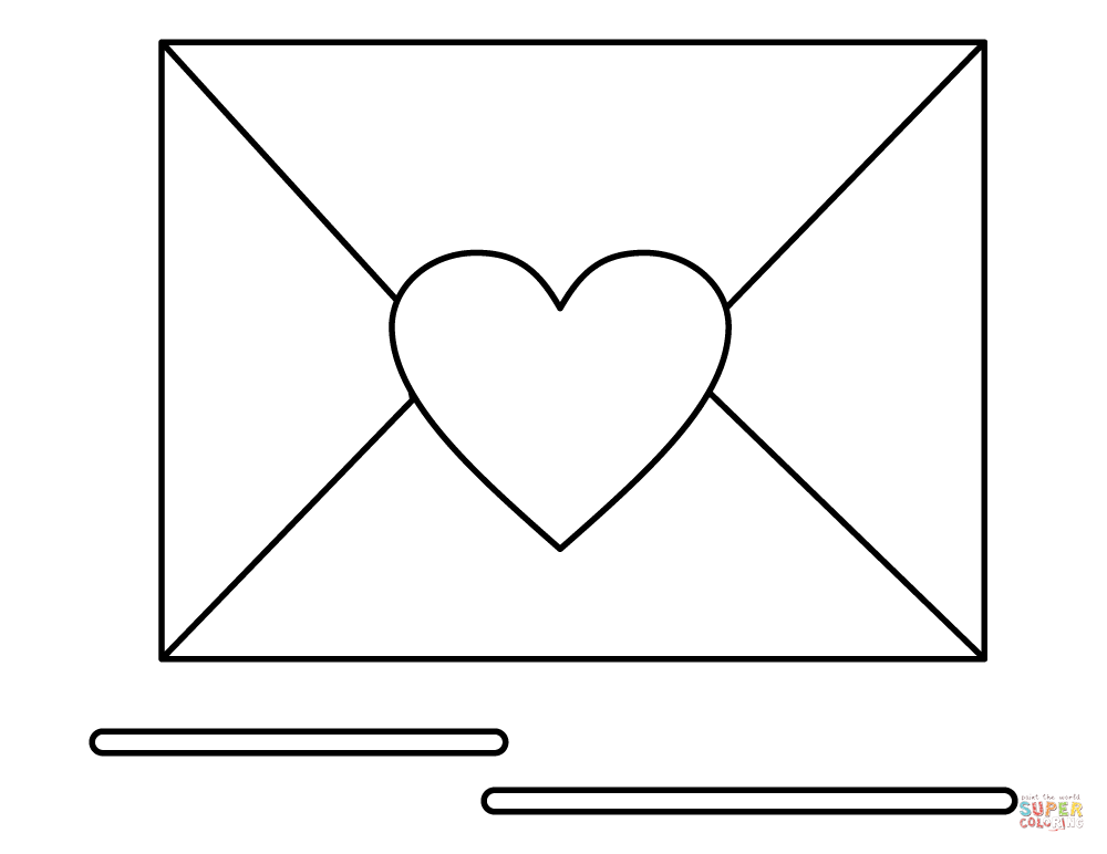 Valentines day love envelope coloring page free printable coloring pages