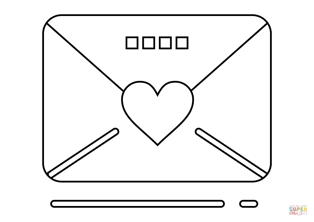 Valentines day envelope coloring page free printable coloring pages