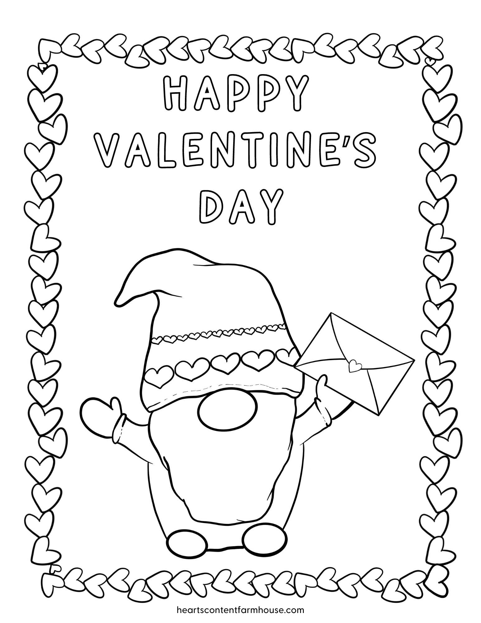 Cute valentine gnome coloring pages to print for endless fun