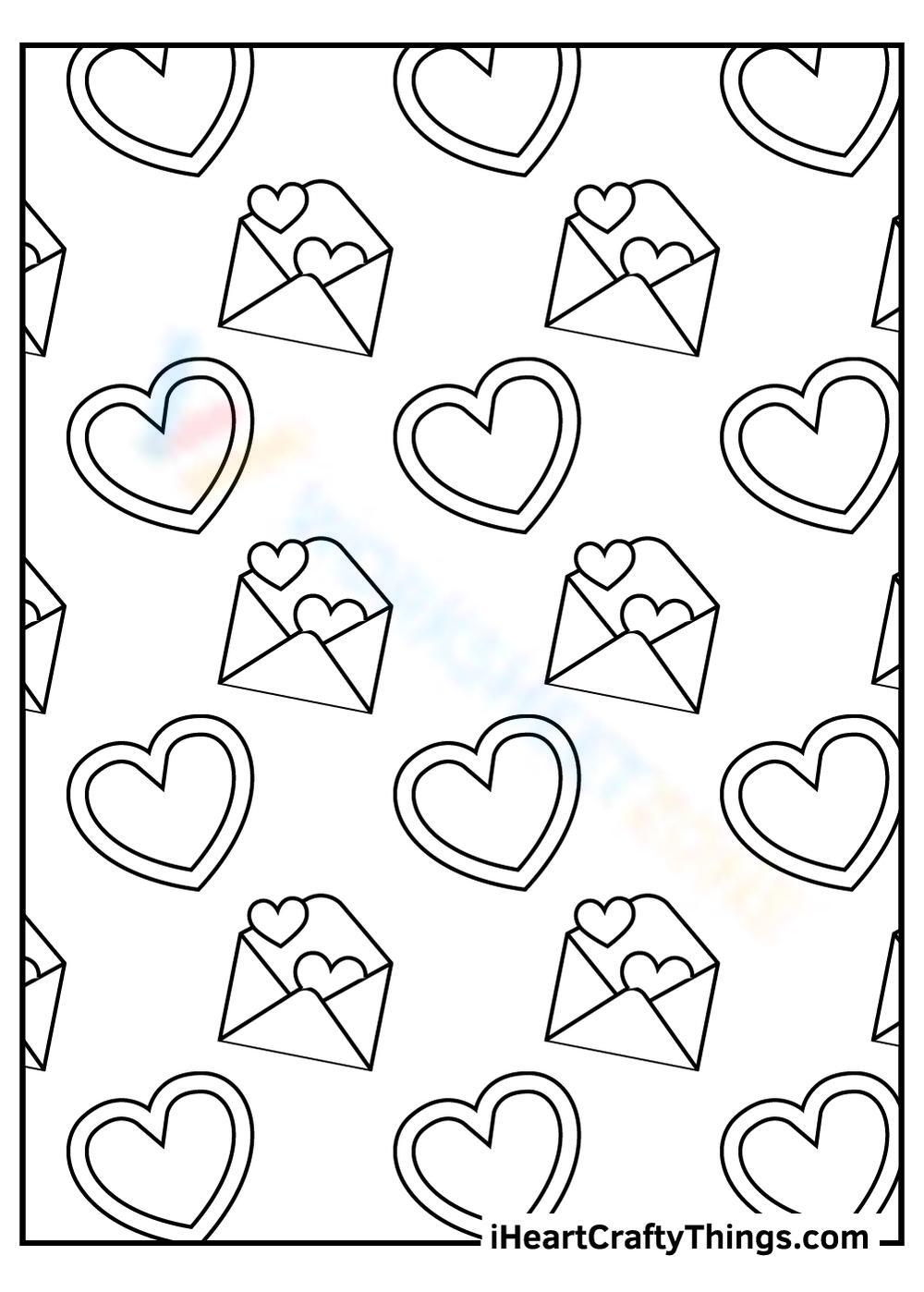 Love letter envelopes and heart shapes worksheet